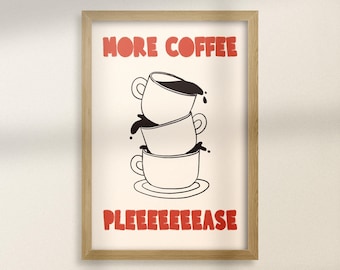 Minimalist Coffee Poster – Sketch-Style Coffee Illustration – Coffee Morning Poster – Kitchen & Coffee Corner Decor