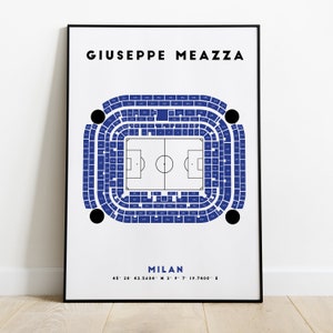 Stade San Siro Giuseppe Meazza Inter Milan affiche poster minimaliste plan du stade de foot | impression sur papier et toile