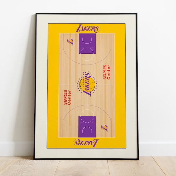 Poster minimalist du parquet des lakers NBA