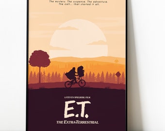 Póster de la película E.T. Spielberg | impresion sobre papel y lienzo | Póster minimalista | Arte de la pared | Decoración de interiores | idea de regalo | Imprimir