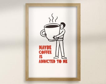 Minimalist Coffee Poster – Sketch-Style Coffee Illustration – Coffee Morning Poster – Kitchen & Coffee Corner Decor