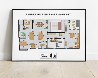 Poster The Office – Büroplan-Poster – TV-Serie The Office – Michael Scott – Dwight Schrute – Geschenk – Humor – Dekoration