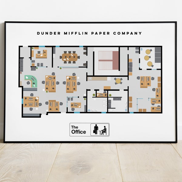 Poster The Office - affiche plan bureau - Série TV the Office - Michael Scott - Dwight Schrute - cadeau - humour - décoration