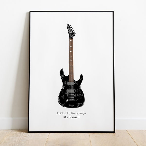 Poster minimaliste de la guitare du guitariste de Metallica Kirk Hammett