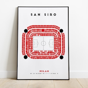 Stade San Siro Milan Ac affiche poster minimaliste plan du stade de foot | impression sur papier et toile Décoration intérieur |