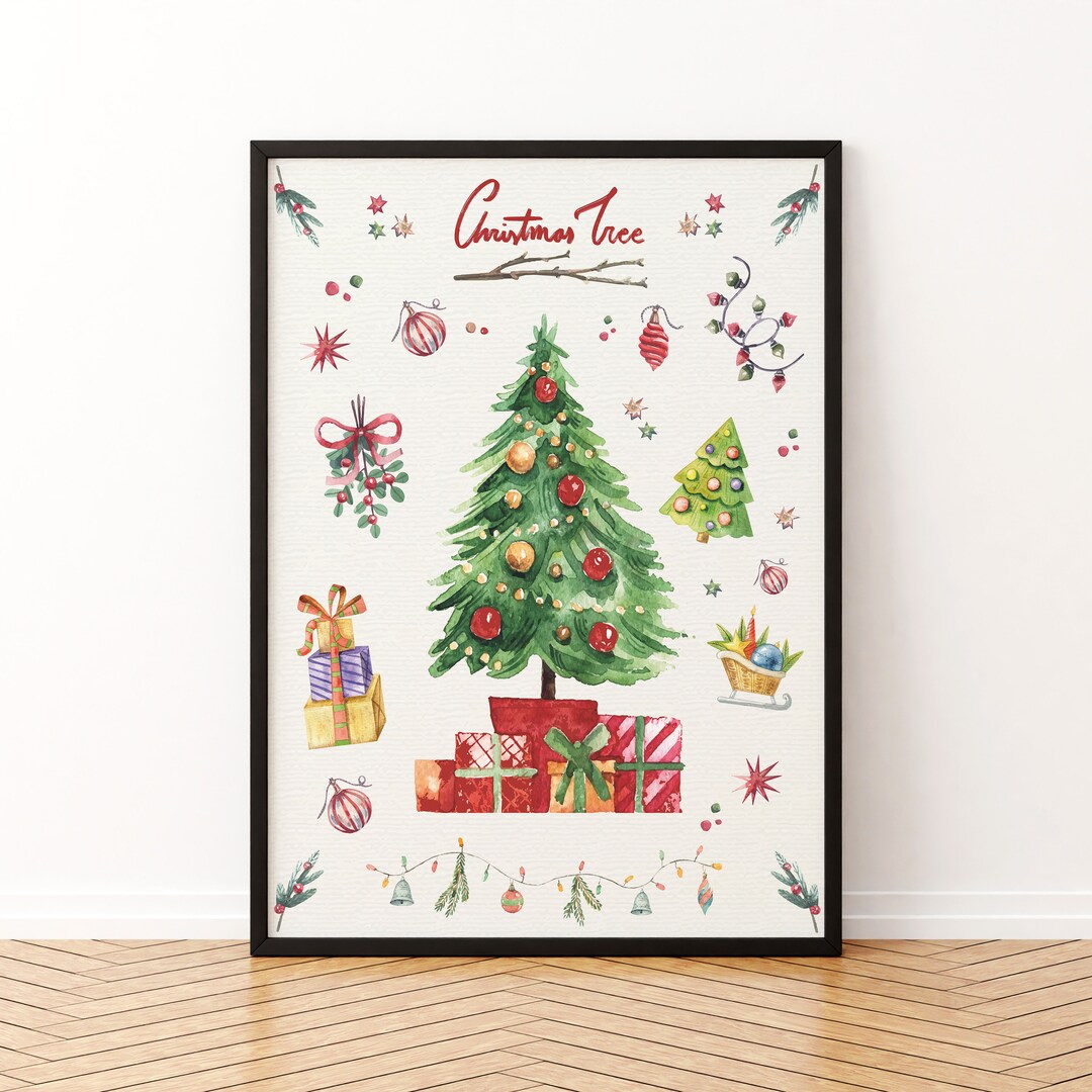 Affiche de noël, art mural, sapin de noël, affiche d'hiver, Noël poster ...