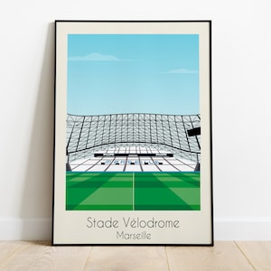 Manifesto minimalista dello stadio del velodromo OM | stampa su carta e tela | calcio | Decorazione d'interni | idea regalo | Stampa | Arte
