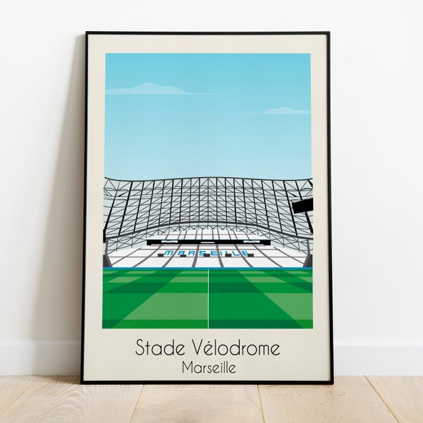 Stade vélodrome OM poster minimaliste | impression sur papier et toile | foot | Décoration intérieur | idée cadeau | Print | Art