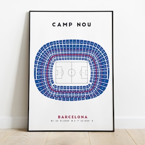 Stadio Camp Nou Barcellona Barcellona poster poster minimalista mappa dello stadio di calcio | stampa su carta e tela / Calcio