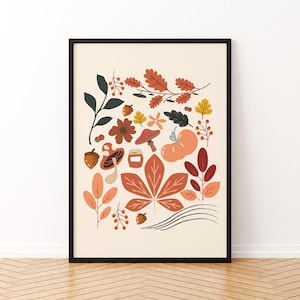 Herbstplakat / Natur / minimalistisch / Herbst / Wandkunst / Dekoration / Blatt / Deko / Herbst