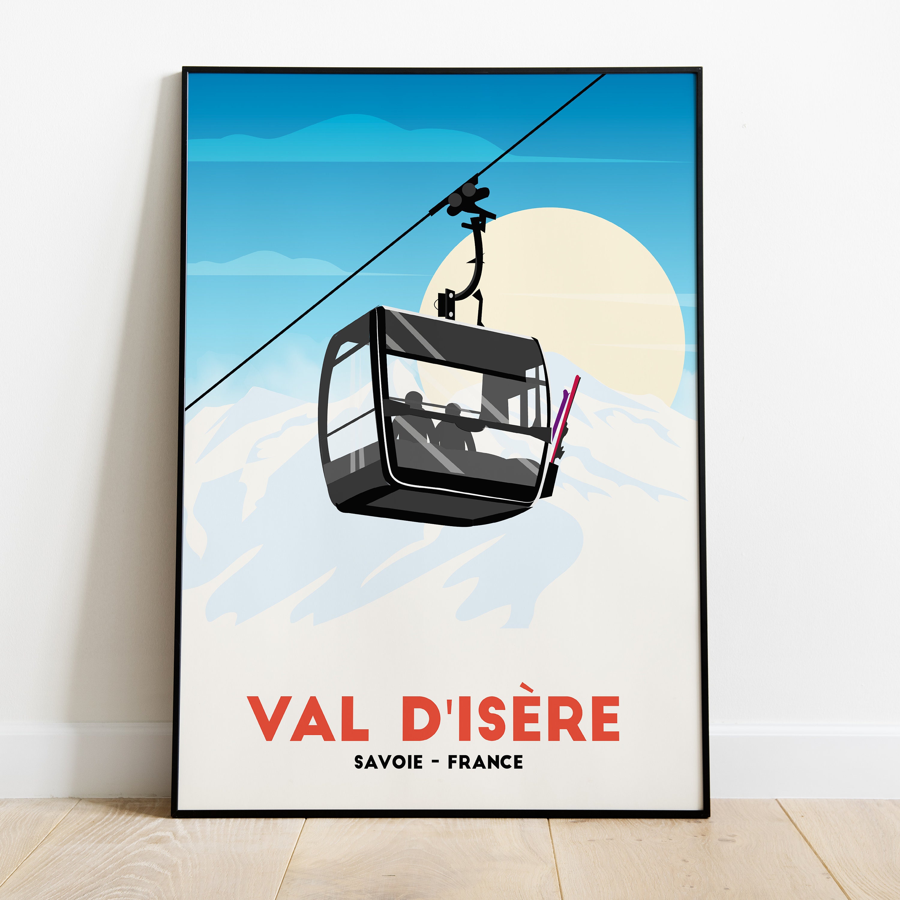 Affiche de Ski Val d'isère - Minimalist Vintage Montagne Station Impression Hd Print Cadre Toile et