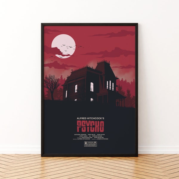 affiche film Psychose / Horreur / Psycho poster movie / Hitchcock / affiche de cinéma / Halloween / Print / décoration