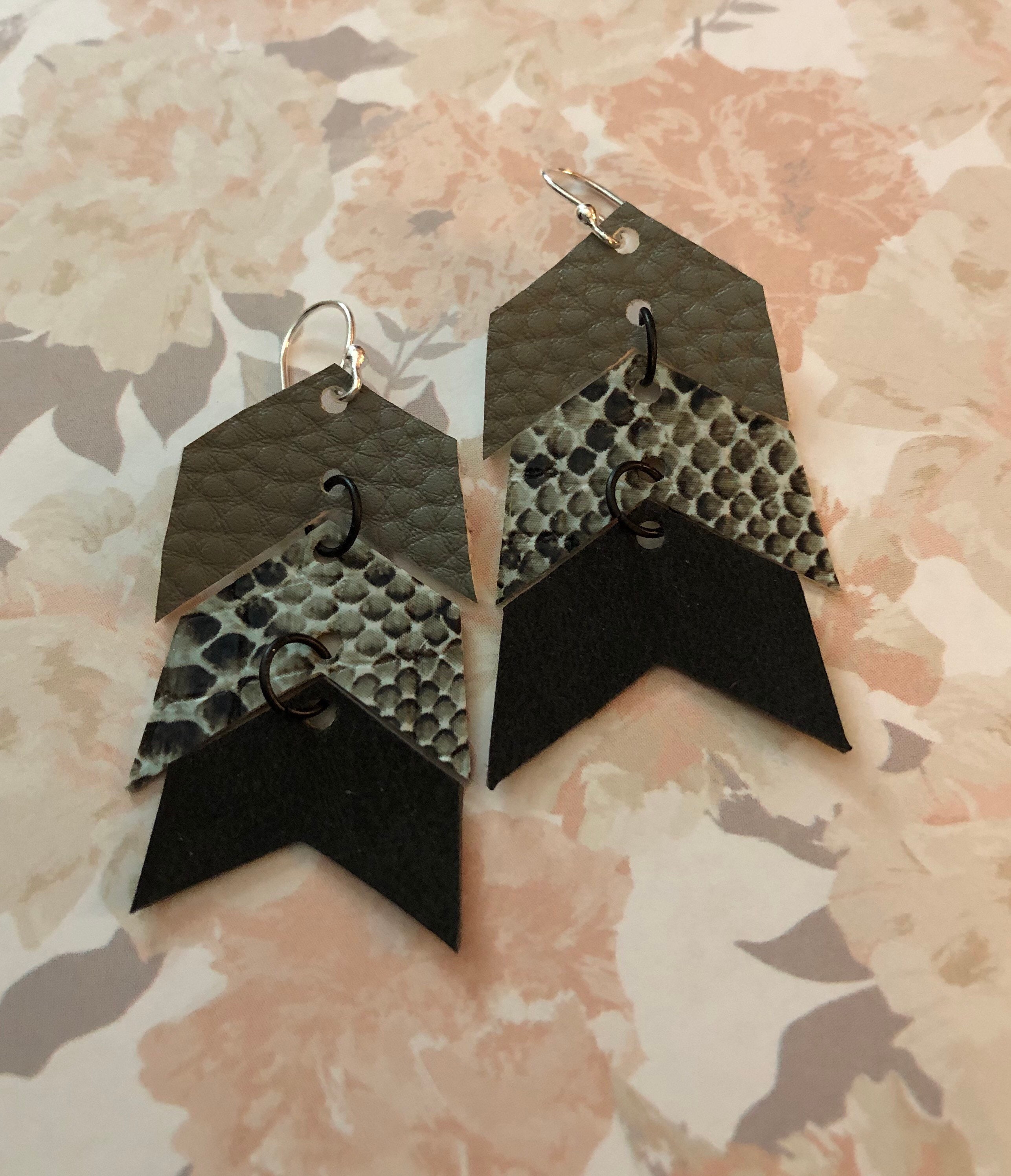 Chevron Drop Earrings Etsy