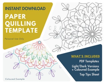 Papier Quilling Vorlage, druckbares Muster für Quilling, Mandala Papierkunst, Bastelprojekte für Erwachsene, DIY-Handwerkmuster für Jugendliche