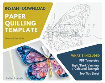 Papier Quilling Vorlage, druckbare Muster für Quilling, Schmetterling Papierkunst, Bastelprojekte für Erwachsene, DIY Bastelmuster für Jugendliche
