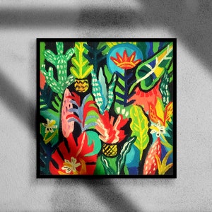 Oil painting abstract original, oil painting, oil painting on canvas, jungle, tropical drawing, oil painting