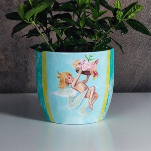 Ceramic flowerpot &quot;Renaissance&quot;, planter, planter, plant pot round abstraction, houseplant flower bowl, hand-painted
