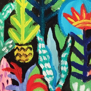 Oil painting abstract original, oil painting, oil painting on canvas, jungle, tropical drawing, oil painting image 6