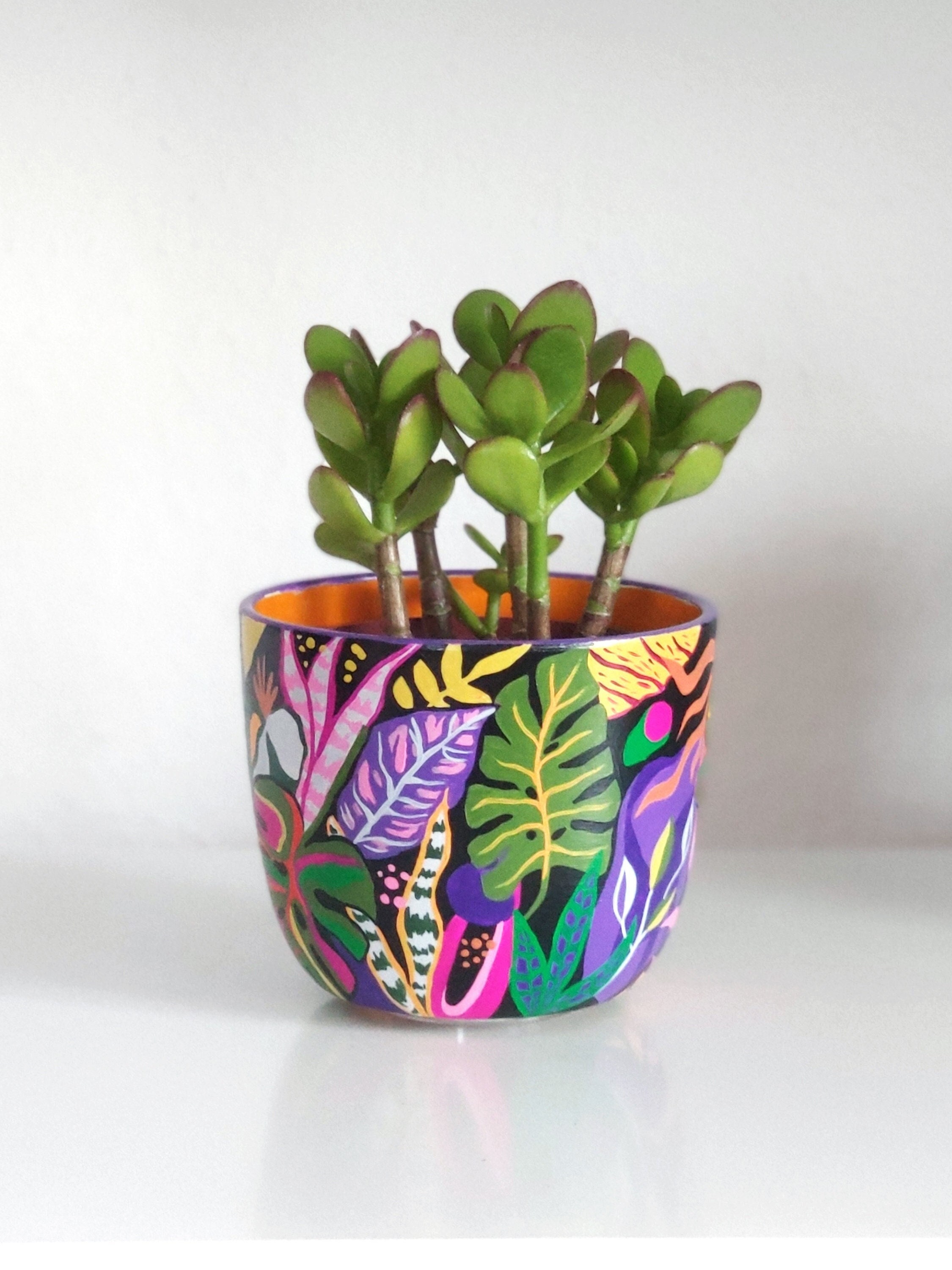 Ceramic Flower Pot purple Jungle Succulent -