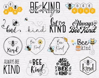 Bee Kind Svg | Bee Kindness Svg Cut File Download | Png Files for Cutting Machines | Bee Paths Svg | Digital Clipart | Bumble Bee