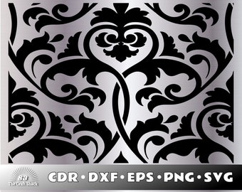 Western Tooled Leather Seamless Pattern Floral Clipart Svg Layered File Download, Tooling Leather Svg