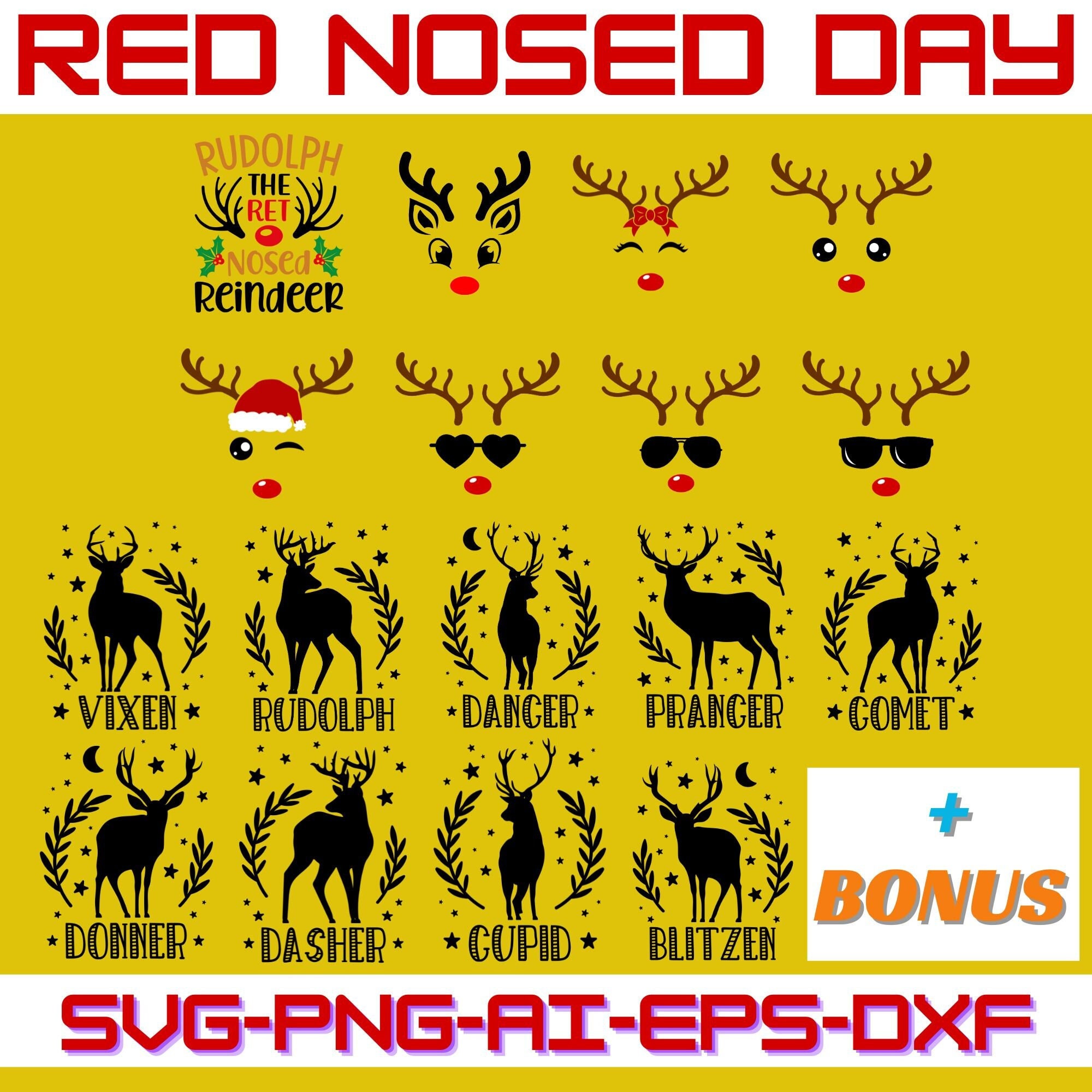 Red Nosed Day 2024 SVG, Reindeer Svg, Rudolph Svg, Cute Red Nose Shirt