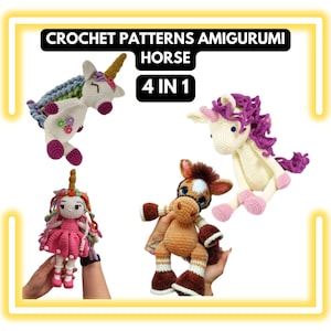 Crochet Patterns Amigurumi Horse, No-Sew Amigurumi Horse Toy, Cute Crochet Unicorn Plush, Easy Unicorn & Pony Patterns, Digital Download
