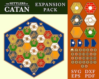 Expansion Pack - Digital Laser Cut Files | Custom Catan-Inspired Wooden Game Board | Glowforge | SVG, DXF, EPS, pdf, Ai
