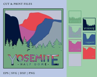 Yosemite Half Dome Layered Laser Cut Files, CNC, Glowforge, Cricut | EPS, SVG, dxf, png