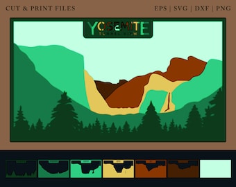 Yosemite Tunnel View Laser Cut Files for CNC, Glowforge (svg, eps, dxf, png)