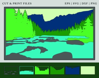 Rocky Mountain National Park Layered Laser Cut Dateien, CNC, Glowforge, Cricut | EPS, SVG, dxf, png