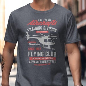Vintage California Helicopter T-Shirt: Aviation Flying Club Tee