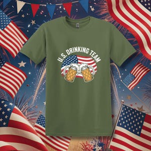 U.S. Drinking Team T-Shirt – Funny 4th of July Beer Shirt – Patriotic Party Tee – America Beer Lover Shirt – Independence Day Top