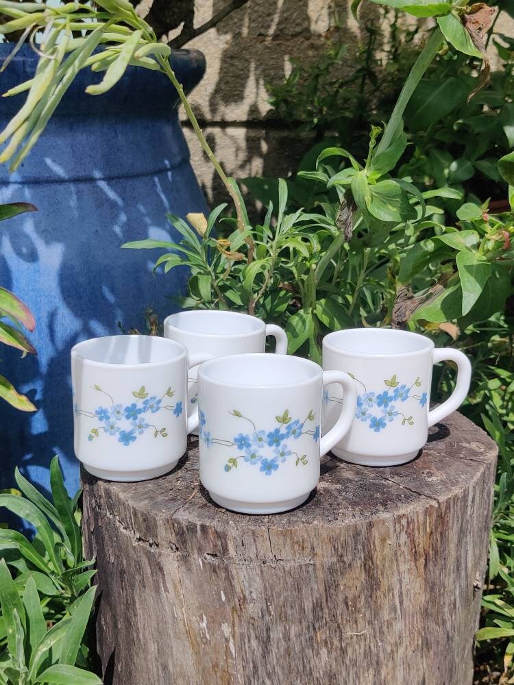 Lot de 4 Tasses en Opaline, Années 1970