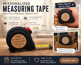 Personalised Tape Measure Gift, Custom 3M 5M 7.5M 10M DIY Tool for Dad Grandad, Father's Day Gift for Dad Handyman, Free Delivery & Gift