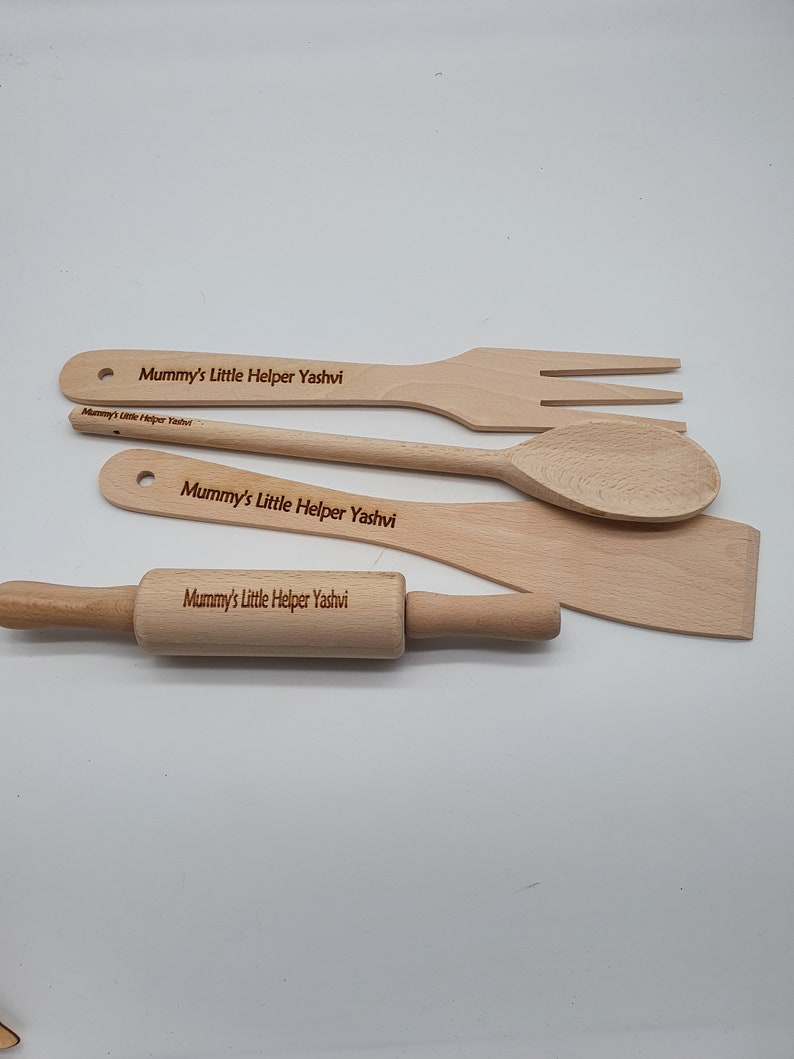 4 Personalised Laser Engraved Wooden Utensils set Wedding Etsy Nederland