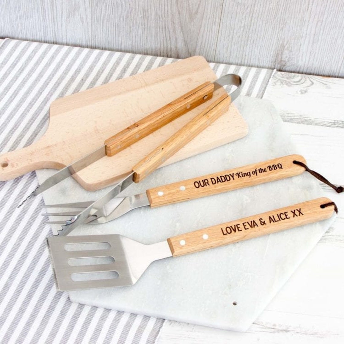 Personalised set of 3 BBQ Tool Set With or Without Etsy