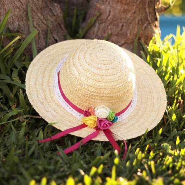 Chapéu de palha, Child straw basket, accessories, handmade, child straw hat, made in Portugal.