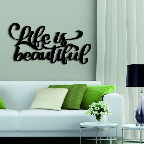 Life is beautiful Metal Words Wall Art Home Decor Wall Hanging Etsy