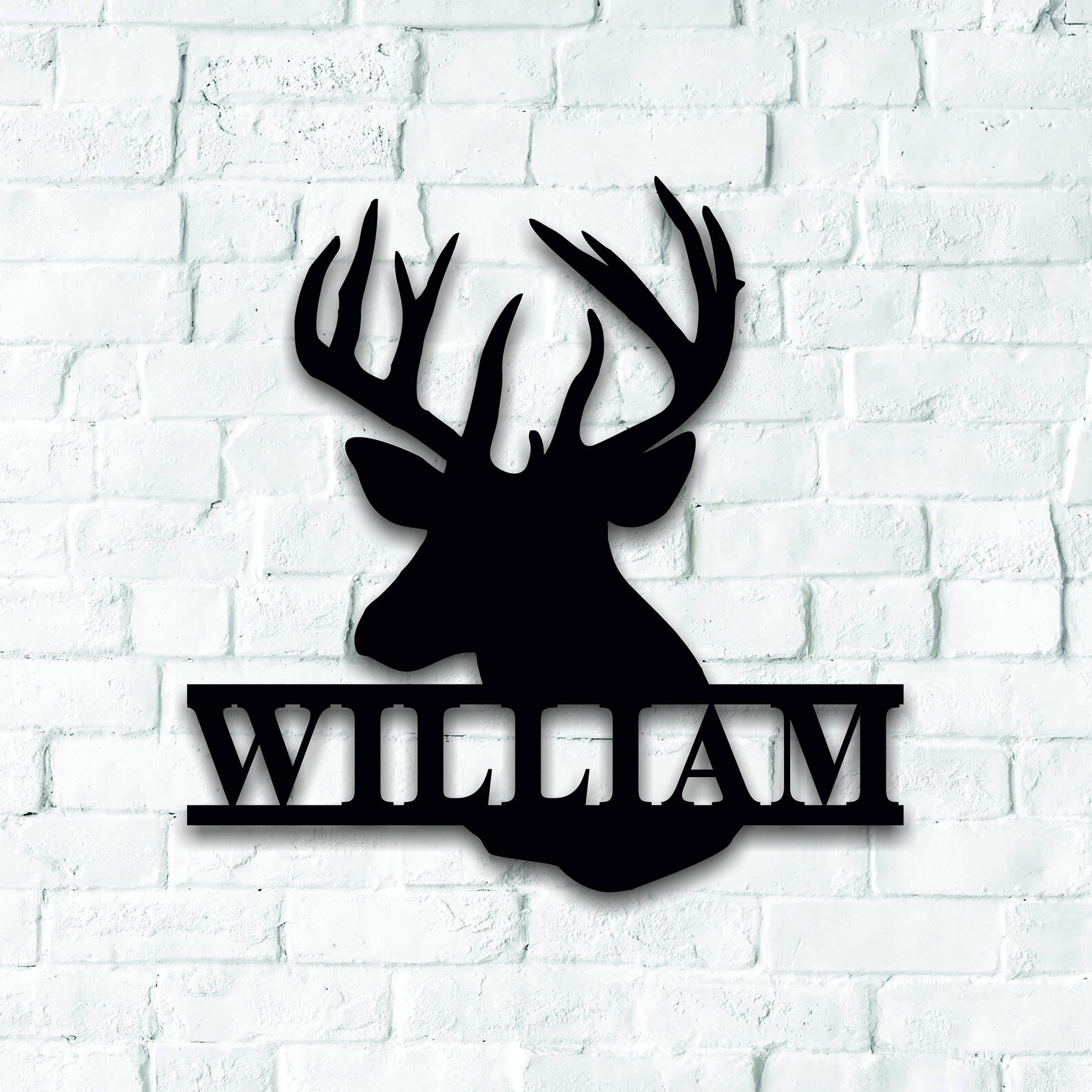 Deer Last Name Sign Metal Deer Sign Antler Wall Sign Etsy