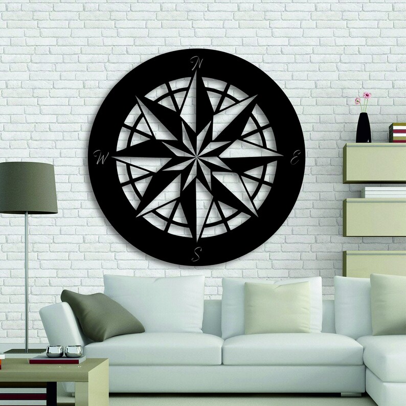 Nautical Compass Rose Metal Wall Decor Outdoor Metal Art Etsy
