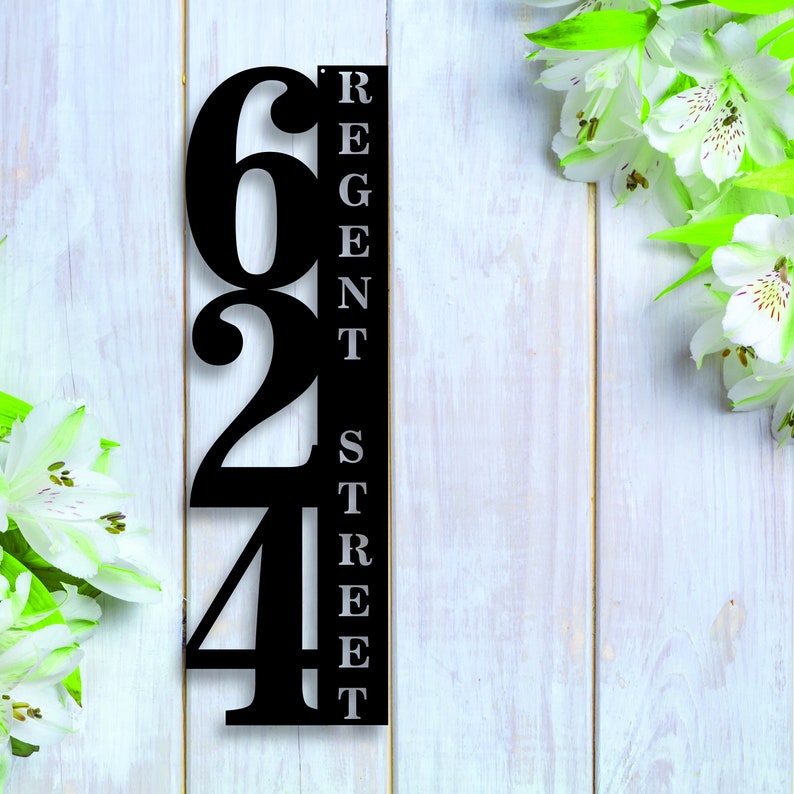 Custom outdoor house numbers vertical metal address sign for etsy