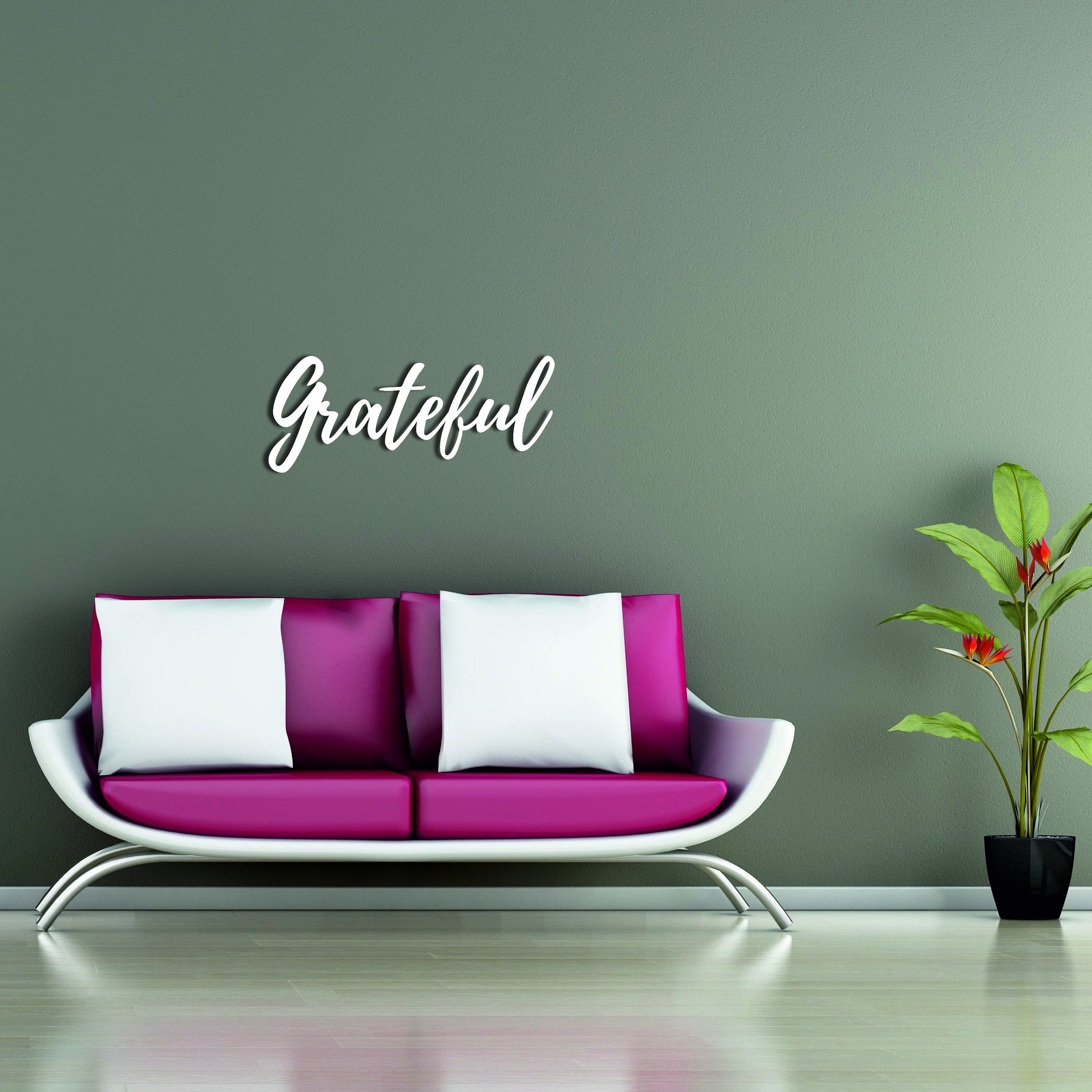 Grateful Cursive Metal Wall Art | Etsy