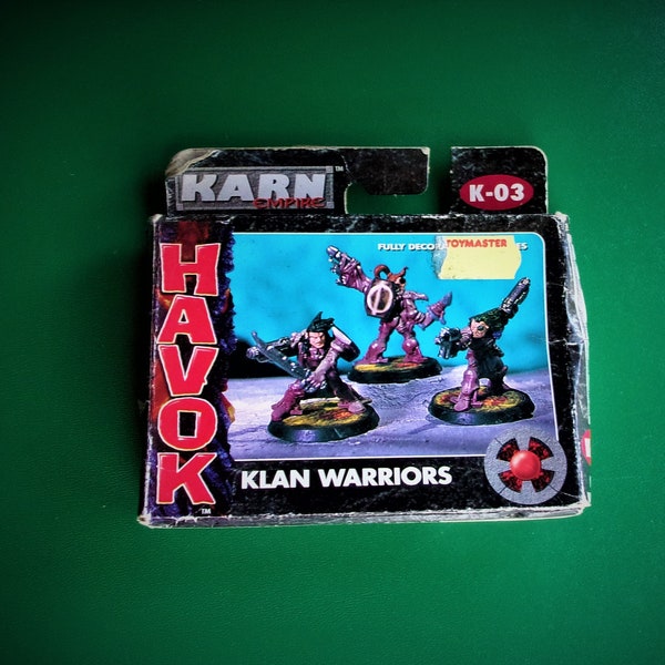 Vintage 1996 Havok  Karn Klan Warriors K-03 BBT Karn Empire Bluebird Toys Fully Decorated Rare Sealed Early Pieces Boxed with Combat Report