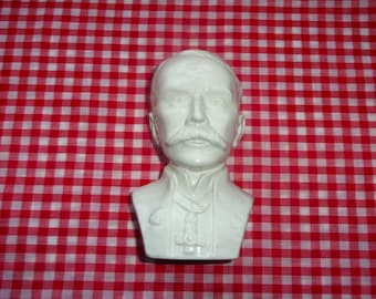 Rare Vintage Antique Field Marshal Horatio Herbert Kitchener Pottery White Glazed Head Bust of the Famous Face of WW1 Your Country Needs You