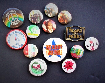 14 x Vintage 1980s Mixed Badges Metal and Plastic Pin Button Badges British 1980s Pop Music Groups  Bands + Others 8