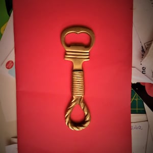 Rare Vintage Solid Brass Beer Cap and Soda Bottle Opener in the style of a Executioners Brass Hangmans Noose Macarbre Keepsake  Decoration