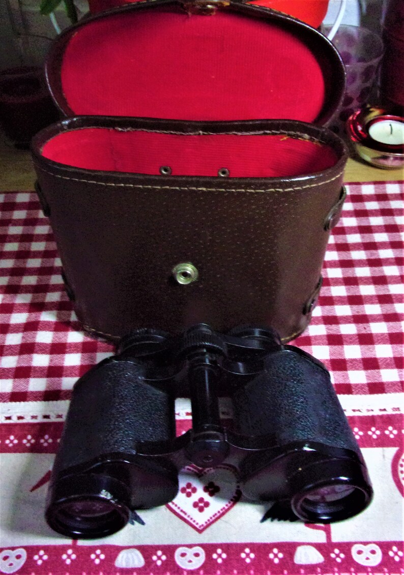 Vintage Boots Binoculars Coated Optics Lenses 8 X 30 in Brown Leather