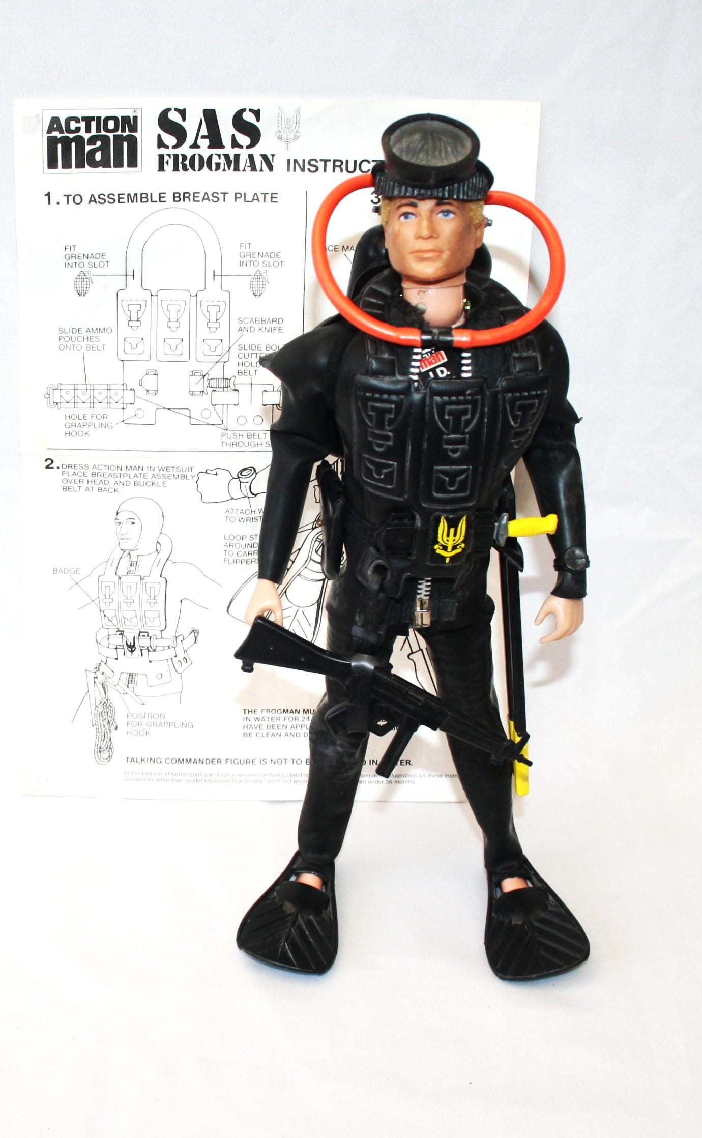 Vintage Action Man SAS Frogman Night Attack Figure: Palitoy +
