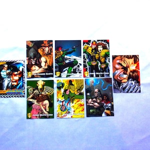 Seltene Vintage 1992 Judge Dread Sammelkarten mit 5 Karten von Edge Unterhaltung + 2 Extreme Studio Wildcards Teams Sci Fi Law Comic Film